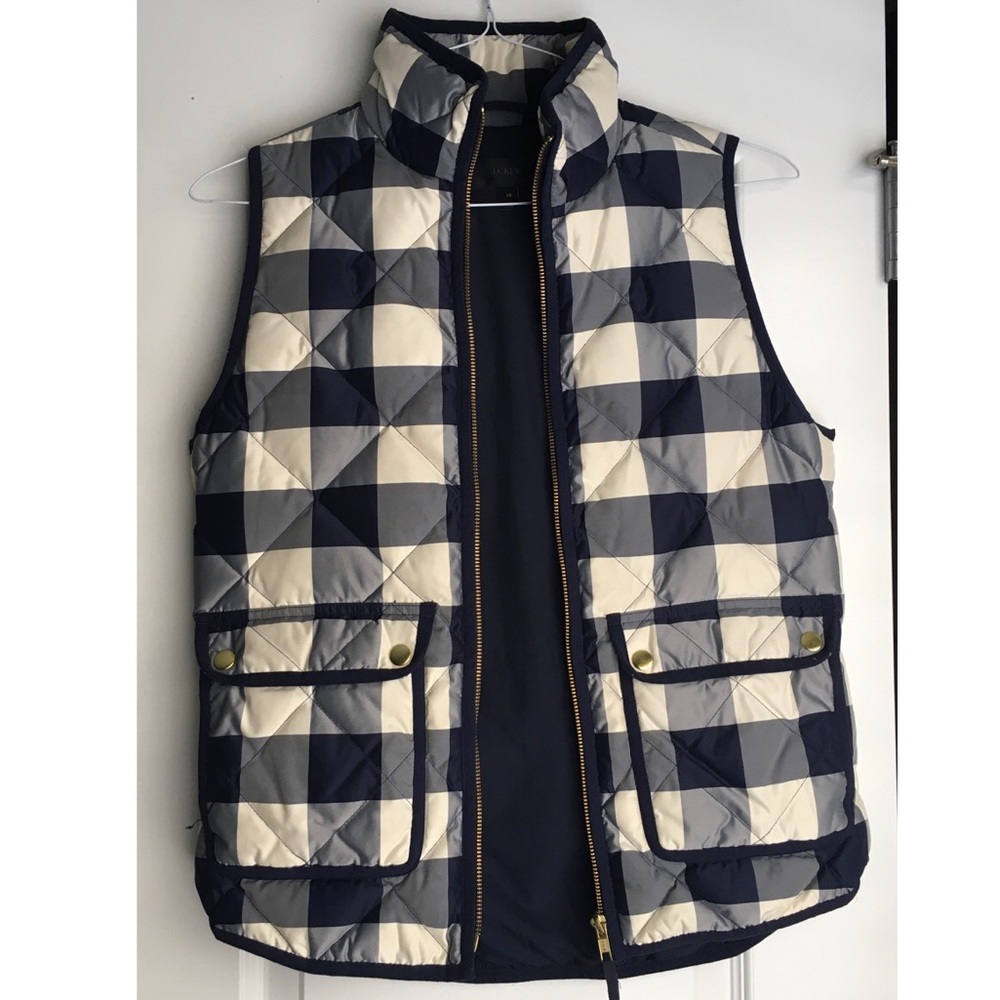 J Crew Blue/White Buffalo Vest